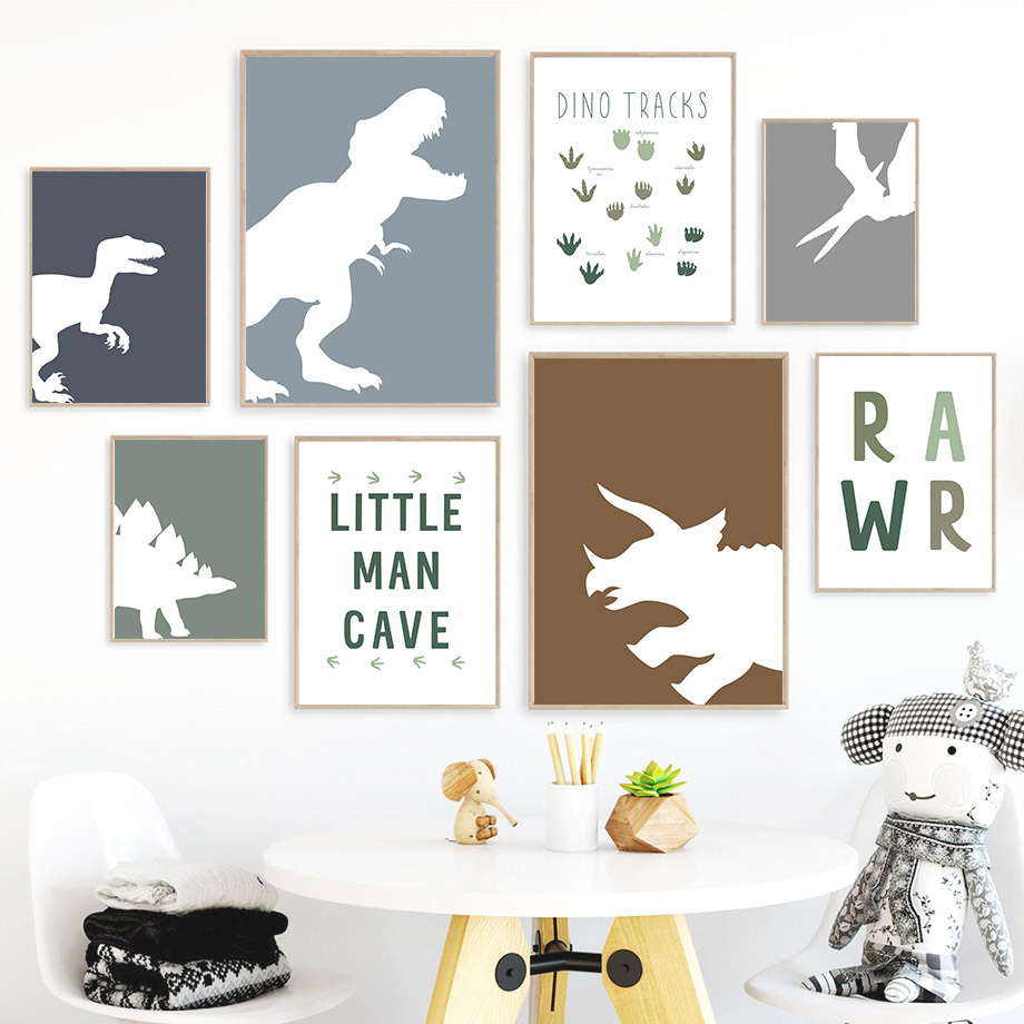 Baby Nursery Quotes - (2D 캔버스 페인팅) 쥬라기 공룡 티라노사우루스