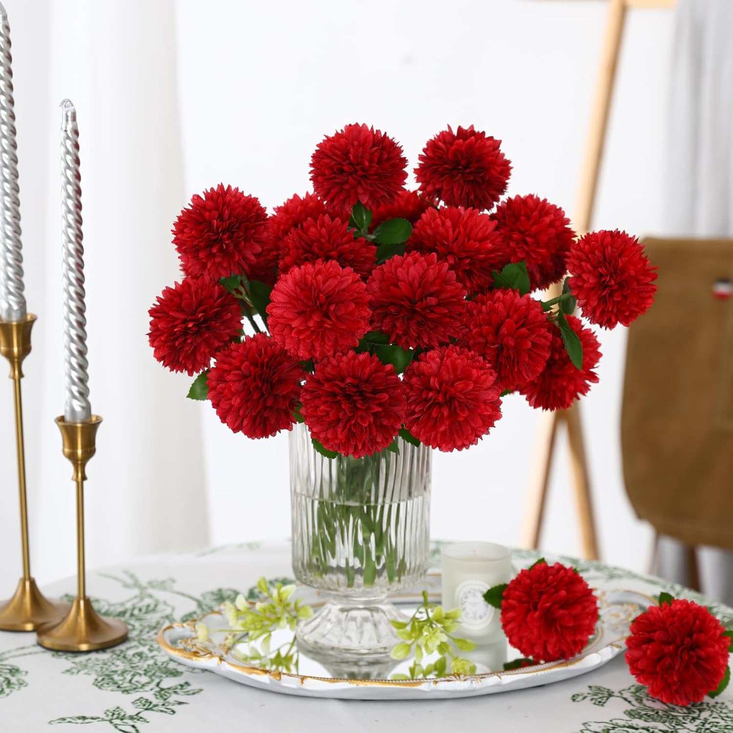 Baby Nursery Decor Ideas - 5/10Pcs 실크 볼 국화 웨딩 인공