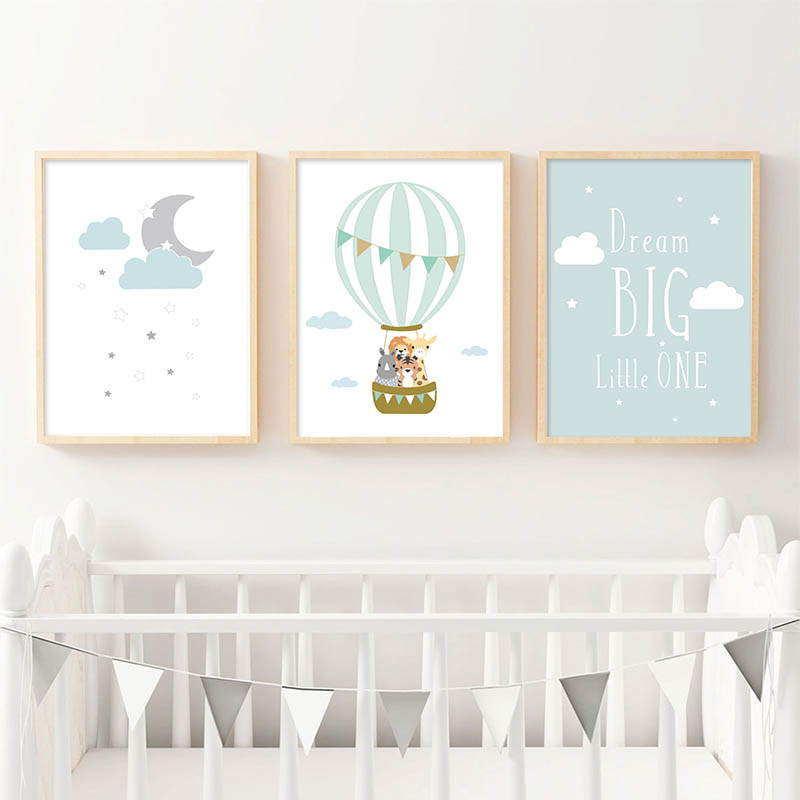 Baby Nursery Quotes - 풍선 달 보육원 포스터 벽 예술