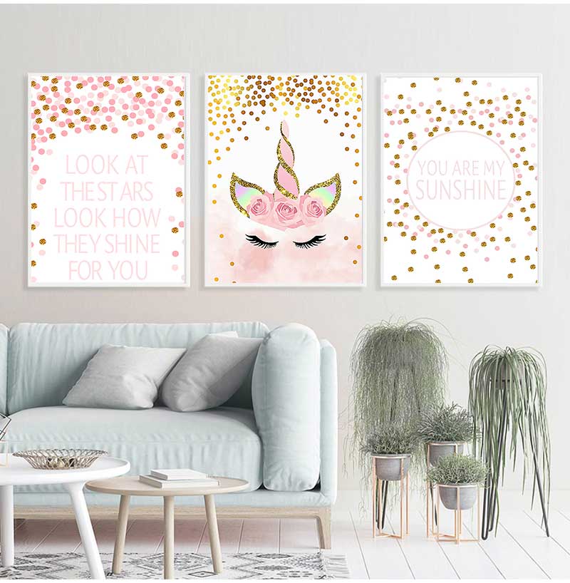 장식 그림 아기 소녀 침실 장식 핑크 유니콘 보육원 인 - Baby Nursery Quotes 리뷰 및 가격