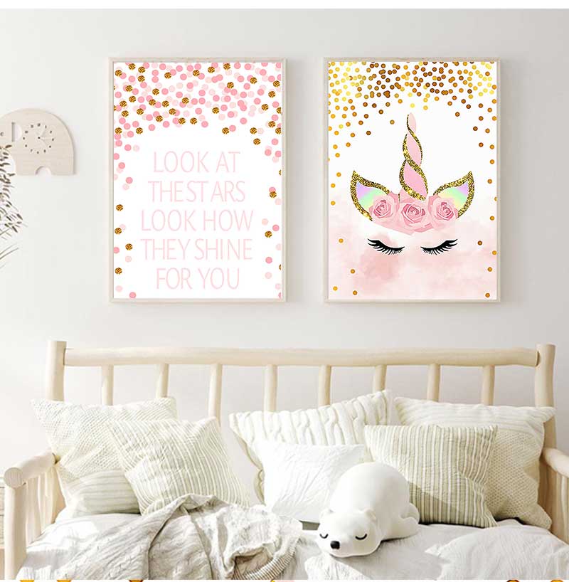 장식 그림 아기 소녀 침실 장식 핑크 유니콘 보육원 인 - Baby Nursery Quotes 리뷰 및 가격