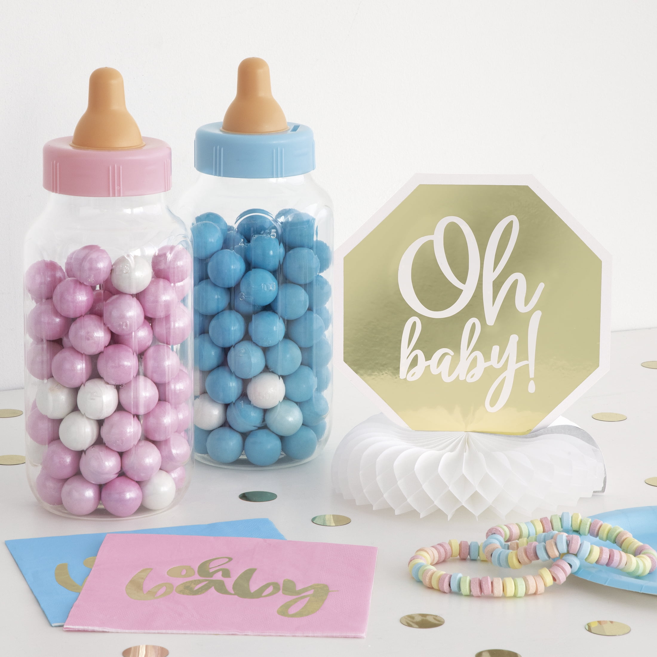 11인치 분홍색 플라스틱 젖병 저금통, 채울 수 있는  - Baby Nursery Games 리뷰 및 가격