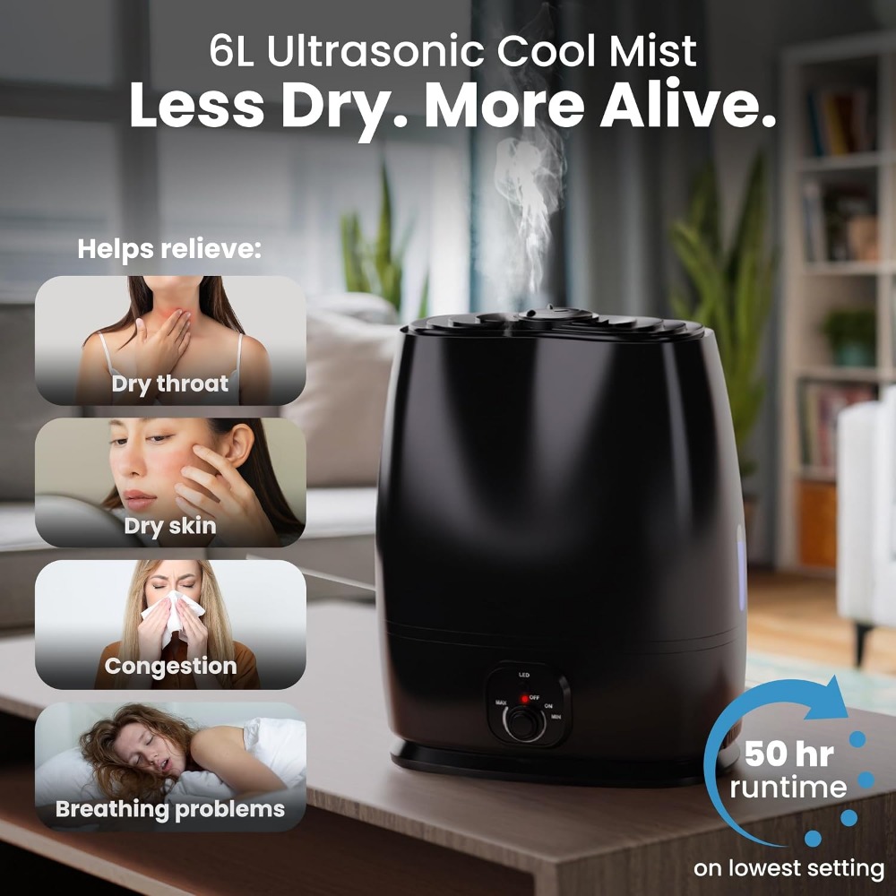 6L 저소음 침실용 가습기, 50시간 작동, 필터 없는 - Baby Nursery Humidifier 리뷰 및 가격