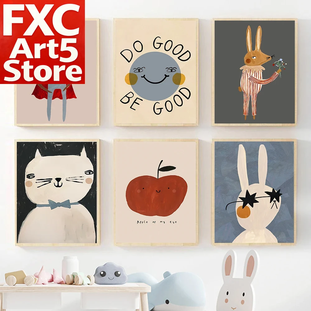 1PC 프레임리스 재미있는 만화 토끼 곰 동물 벽 예술 - Baby Nursery Quotes 리뷰 및 가격