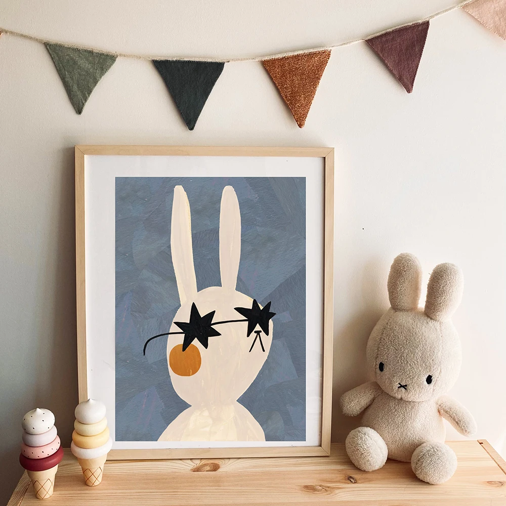 1PC 프레임리스 재미있는 만화 토끼 곰 동물 벽 예술 - Baby Nursery Quotes 리뷰 및 가격