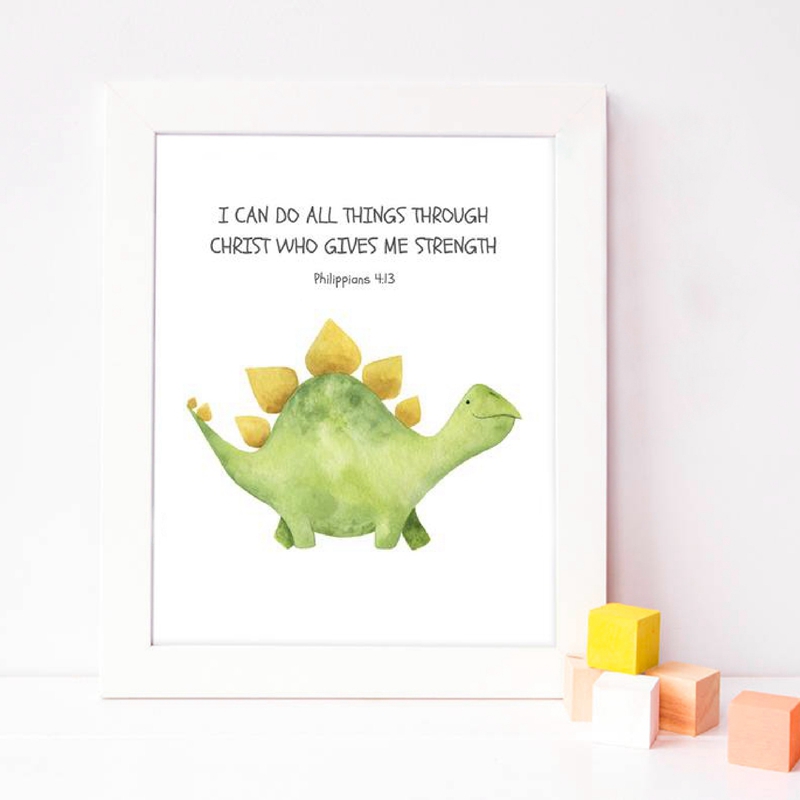 어린이 성경 구절 견적 인쇄 공룡 수채화 보육 벽 예술 - Baby Nursery Quotes 리뷰 및 가격
