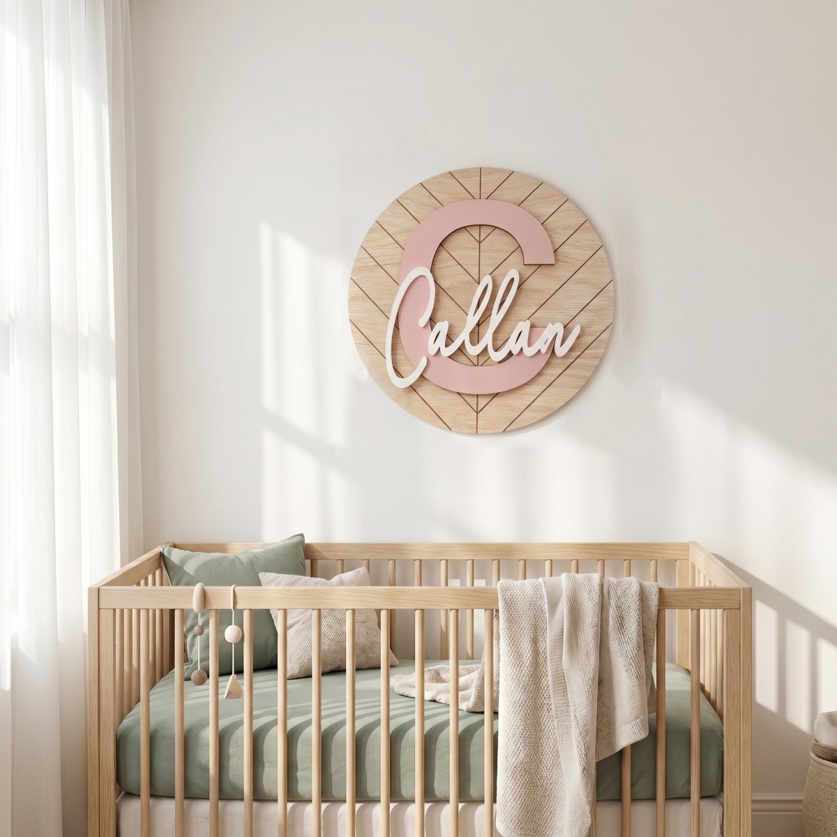 1Pc 맞춤형 원형 기하학적 나무 이름표, 홈룸 사무실 - Baby Nursery Office 리뷰 및 가격