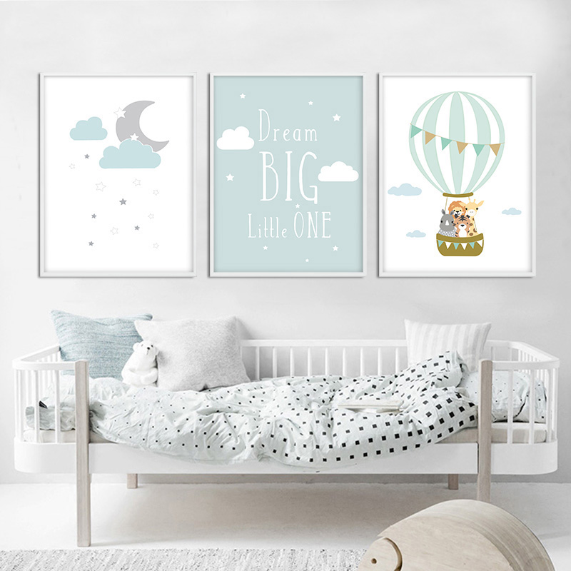 풍선 달 보육원 포스터 벽 예술 캔버스 인쇄 드림 빅  - Baby Nursery Quotes 리뷰 및 가격
