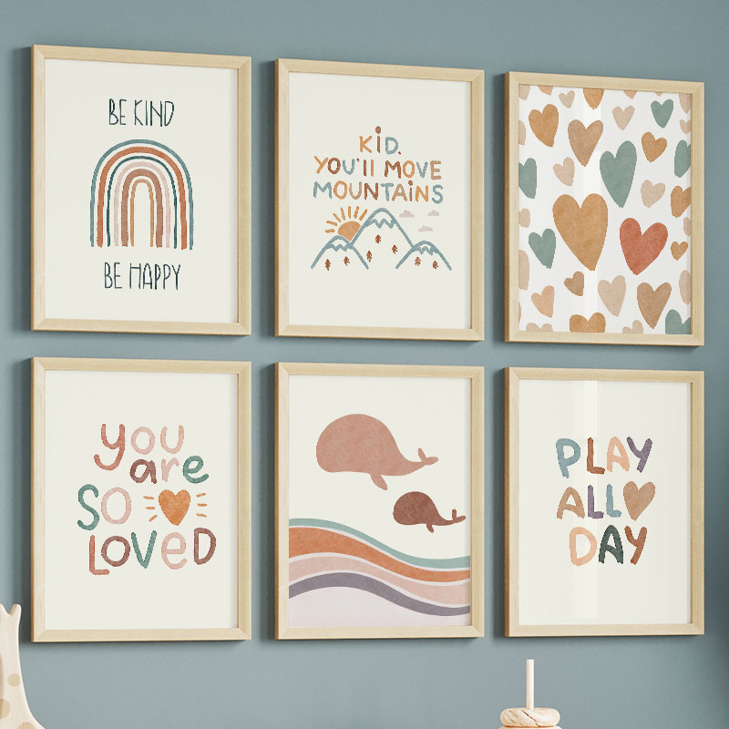 만화 바다 고래 무지개 하트 포스터 사랑스러운 명언 프 - Baby Nursery Quotes 리뷰 및 가격
