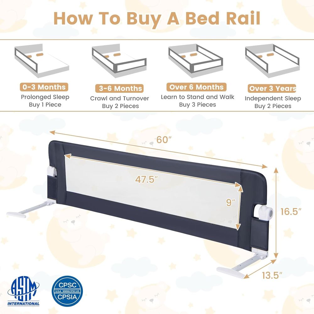 60인치 초장형 휴대용 스윙다운 안전 침대 가드레일,  - Bed Rail Toddler 리뷰 및 가격